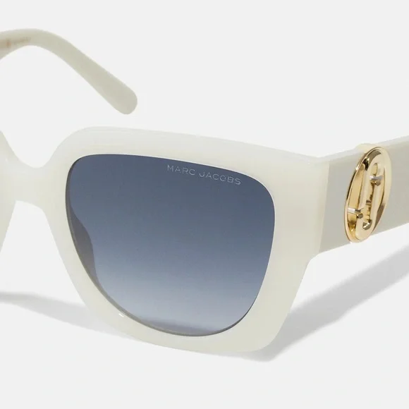 Brand New Marc Jacobs White Sunglasses with Gold Logo Sunglasses